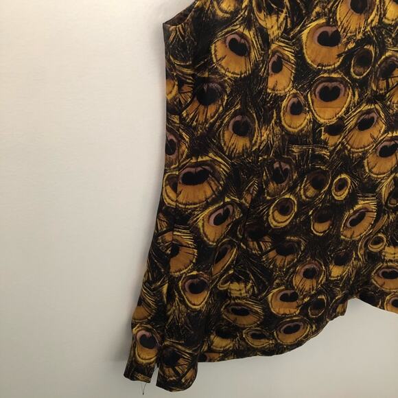 Milly Peacock Motif tie neck Blouse Size 2 - Picture 6 of 6